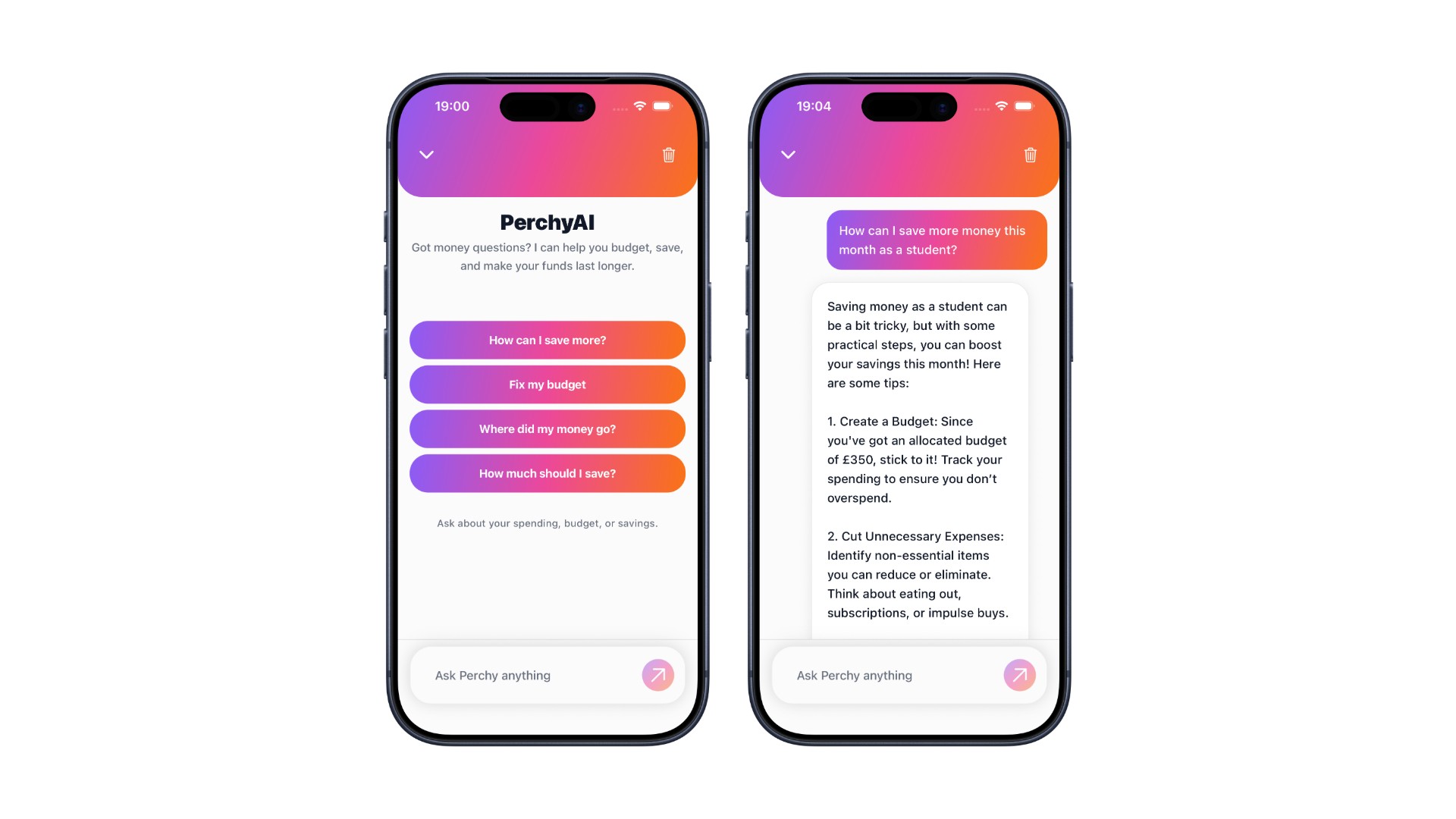 PennyPerch app mockup